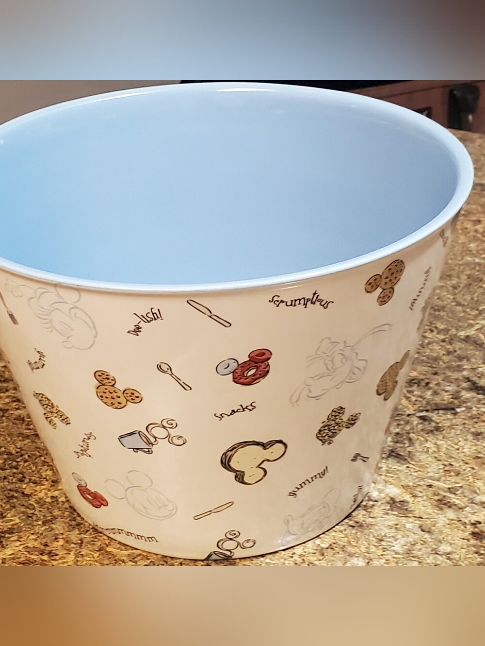 DISNEY LARGE POPCORN SNACK BOWL. HEAVY. WAFFLE MINNIE GOIFY DONALD.